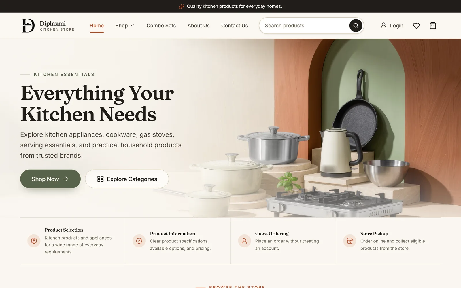 Diplaxmi Kitchen Store — live site